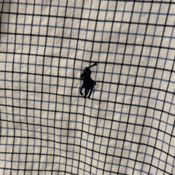 Ralph Lauren Blue Label White Blue Custom Fit Checkered Button Down Shirt - Picture 3 of 7